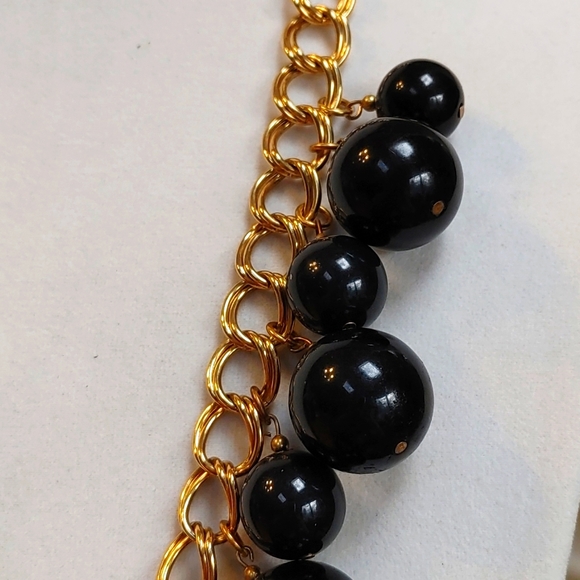 Kenneth Lane Statement Necklace Gold Black Long - Picture 2 of 5